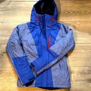 Women’s size x-small blue and red Columbia winter jacket.